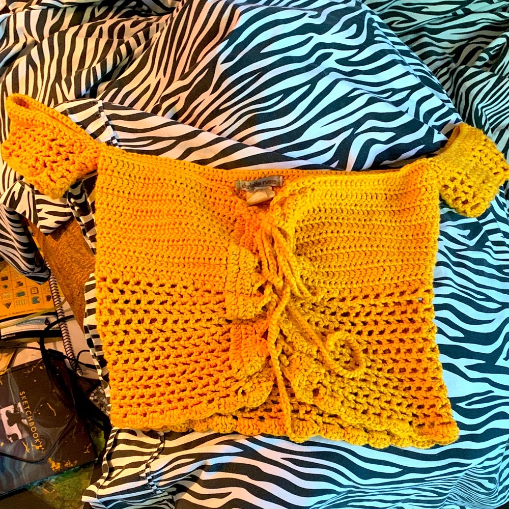 Charlotte Russe Mustard Crochet Crop Top